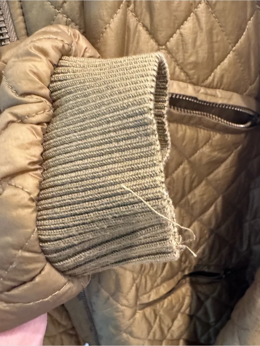 Free People Quilted Olive Green Bomber Jacket